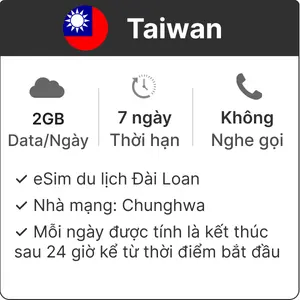 eSim du lịch Gohub Taiwan 2GB - 7 Ngày