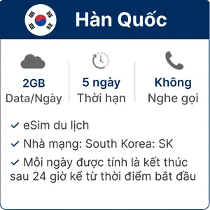 eSim du lịch Gohub Hàn Quốc 2GB - 5 Ngày