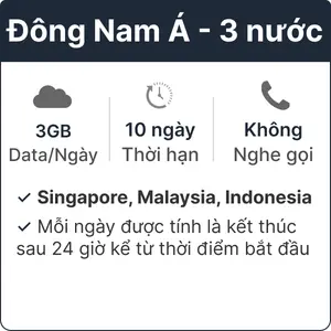 eSim du lịch Gohub Đông Nam Á (Singapore- Malaysia- Indonesia) 3GB - 10 Ngày