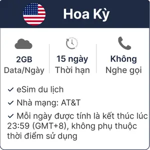 eSim du lịch Gohub Hoa Kỳ 2GB - 15 Ngày