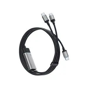Cáp Cuktech từ tính Type-C to 2 đầu C 5A 100W dài 1.35M C2C515