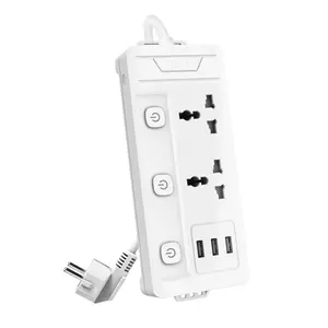 Ổ cắm điện Deli 2AC kèm 3USB-A 2m có công tắc ET409