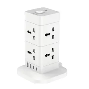 Ổ cắm điện Deli lập phương 8AC kèm 2USB-A và 2USB-C 3m CT415