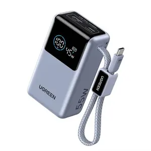 Pin sạc dự phòng Ugreen PB727 75701B 10000mAh 55W 1C1A QC 3.0 màn hình + tích hợp cáp Type-C