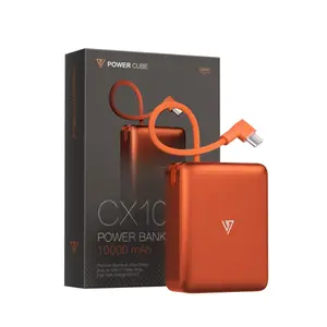 Pin sạc dự phòng Mipow Ultra Mini Aluminum CX10-OR 10000mAh 22.5W tích hợp cáp Type-C (CCC)
