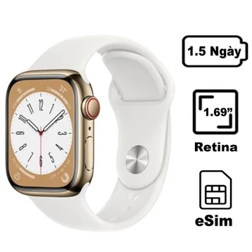 Apple Watch Series 8 41mm 4G viền thép dây cao su - Cũ Trầy Xước