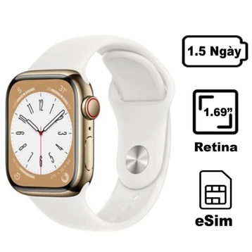 Apple Watch Series 8 41mm 4G viền thép dây cao su - Cũ Đẹp