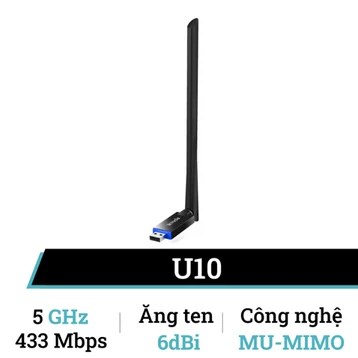 USB Wifi công suất cao băng tần kép AC650 Tenda - U10