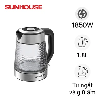 Ấm siêu tốc thuỷ tinh 1.8L Sunhouse SHD1220