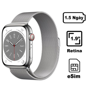 Apple Watch Series 8 45mm 4G - Viền Thép Dây Thép - Cũ Xước Cấn