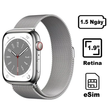Apple Watch Series 8 45mm 4G - Viền Thép Dây Thép - Đổi Bảo Hành