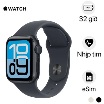 Apple Watch SE 3 44mm (5G) Viền Nhôm Dây Cao Su Size S/M | Chính hãng Apple Việt Nam