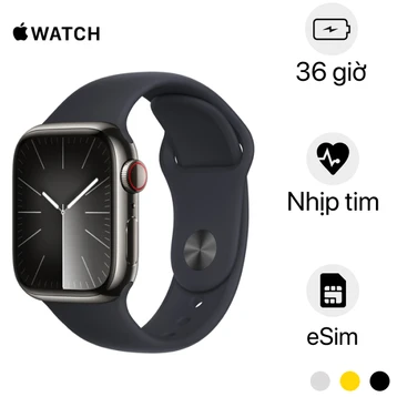 Apple Watch Series 9 41mm (4G) viền thép dây cao su - Cũ Đẹp