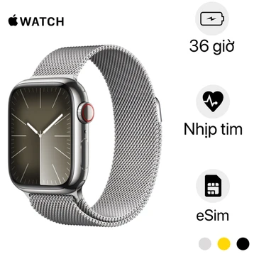 Apple Watch Series 9 41mm (4G) viền thép dây thép - Cũ Trầy Xước