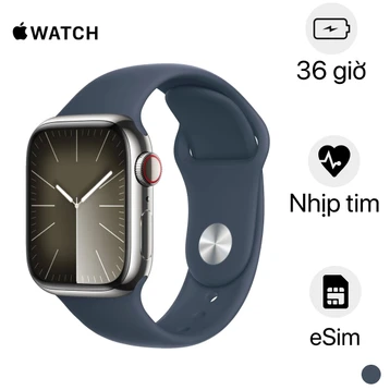 Apple Watch Series 9 41mm (4G) viền thép dây cao su Size M/L - Đổi Bảo Hành
