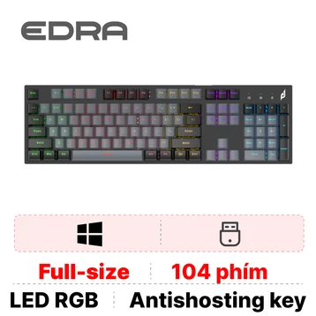Bàn phím cơ gaming E-Dra EK315X đen xám