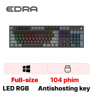 Bàn phím cơ gaming E-Dra EK315X xám đen