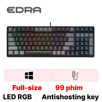 Bàn phím cơ gaming E-Dra EK398X Beta đen xám