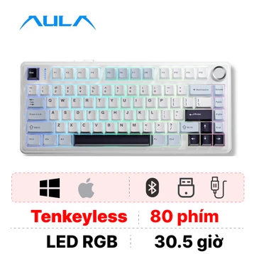 Bàn phím cơ không dây AULA F75 Ice Blue