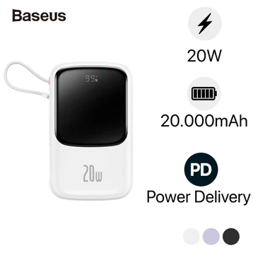 Pin dự phòng sạc nhanh Baseus Qpow Pro 20.000mAh 20W cho iPhone, Type C(kèm cáp)