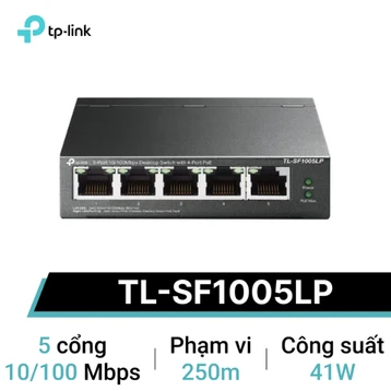 Bộ chia tín hiệu để bàn 5 cổng 10/100 Mbps với 4 cổng PoE TP-Link TL-SF1005LP
