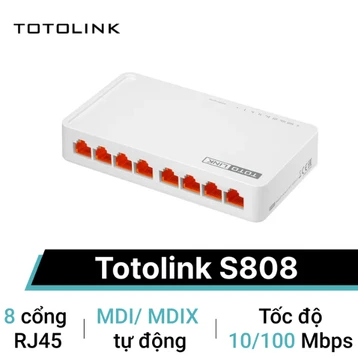 Bộ chia tín hiệu để bàn 8 cổng 10/100Mbps Totolink S808