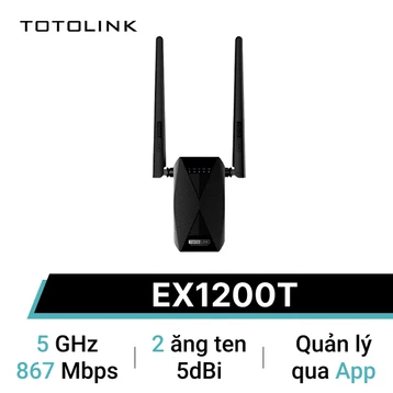 Thiết bị mở rộng sóng Wifi băng tần kép chuẩn AC1200 Totolink EX1200T