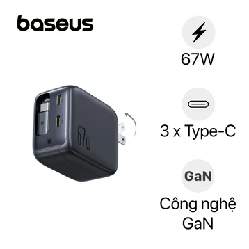 Sạc Baseus EnerCore 3C 67W (2C + cáp USB-C rút gọn) CJ11