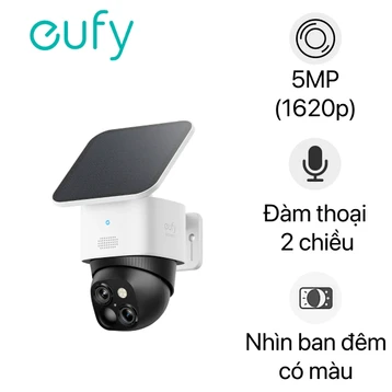 Camera năng lượng mặt trời ngoài trời 360 độ 5MP Eufy S340