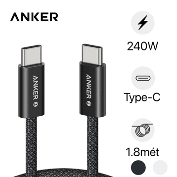 Cáp Anker Zolo Nylon USB-C to USB-C 240W dài 1.8m