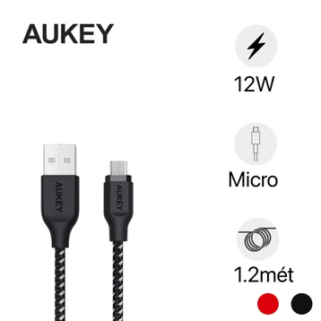 Cáp Aukey Micro USB Bọc sợi Nylon (Braided Nylon) 1.2 mét CB-AM1