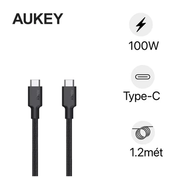 Cáp Aukey CB-CD21 C-C chip E PD 100W, USB 3.1 Gen 2 1.2m