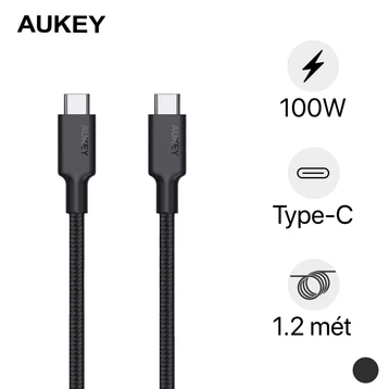 Cáp Aukey CB-CD21 C-C chip E PD 100W, USB 3.1 Gen 2 1.2m