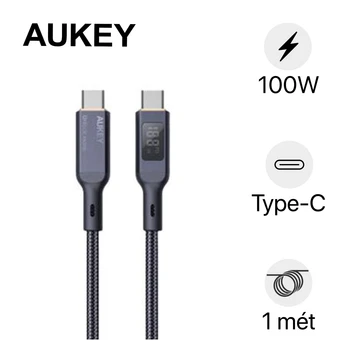 Cáp Aukey CB-MCC101 C-C bọc dù MH LCD 100W 1m