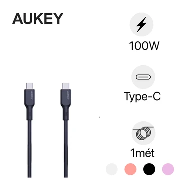 Cáp Aukey CB-SCC101 C-C silicone 100W 1m