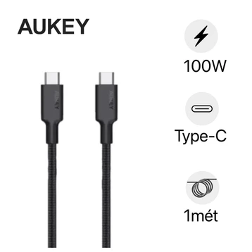 Cáp Aukey CB-KCC101 C-C bọc dù lõi Kevlar siêu bền 1M