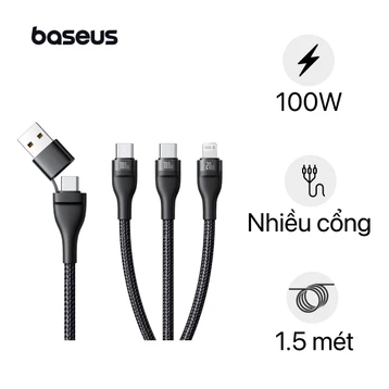 Cáp Baseus Flash Series 3 Two-For-Three U+C to C+C+L 100W 1.5m