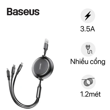 Cáp Baseus Golden Loop 3 trong 1 Elastic 3.5A 1.2M