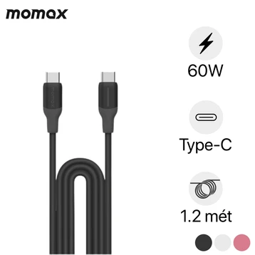 Cáp sạc chuyển đổi Momax silicon USB-C to USB-C 60W dài 1.2m