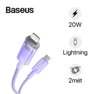 Cáp sạc nhanh tự ngắt Baseus Explorer Series Type-C to Lightning 20W 2m-Tím