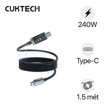 Cáp Cuktech từ tính Type-C to C 6A 240W dài 1.5m CMC615P