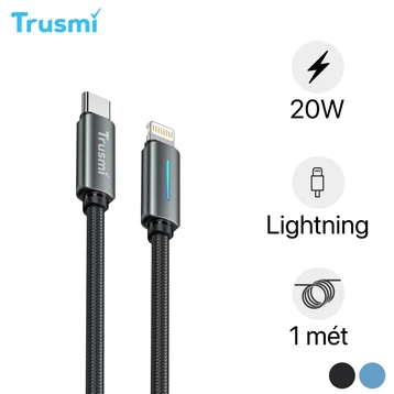 Cáp Trusmi USB-C to Lightning Led PD 20W dài 1m