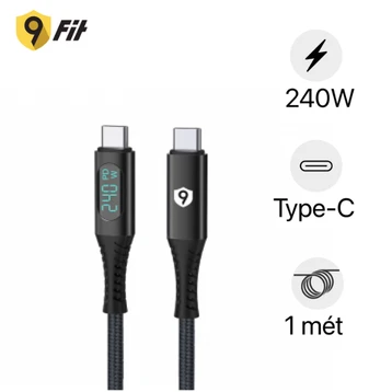 Cáp 9fit Supreme USB-C to USB-C LCD 240W dài 1m 9C24