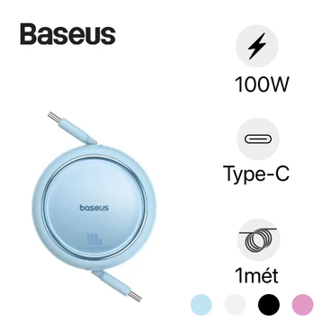 Cáp Baseus Free2Draw Mini Retractable Type-C to Type-C 100W 1M