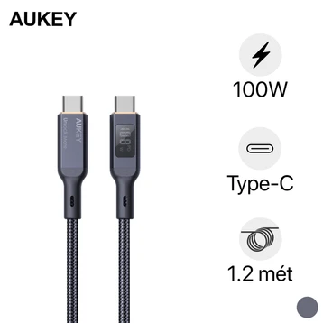 Cáp Aukey CB-MCC101 C-C bọc dù màn hình LCD 100W 1m - Cũ