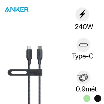 Cáp Anker 543 USB-C to USB-C Nylon Bio-Braided dài 0.9m A80E5