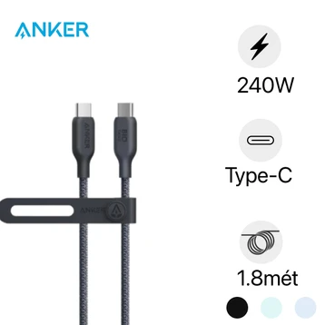 Cáp Anker 543 USB-C to USB-C Nylon Bio-Braided dài 1.8m A80E6