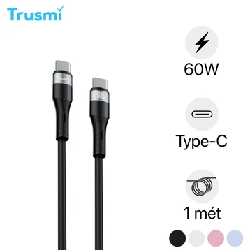 Cáp Trusmi USB-C to USB-C silicone PD 60W dài 1m