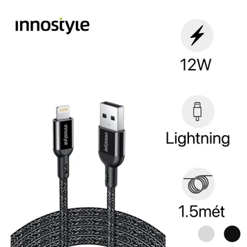 Cáp Innostyle Powerflex USB-A to Lightning MFI 1.5M 12W IAL150AL