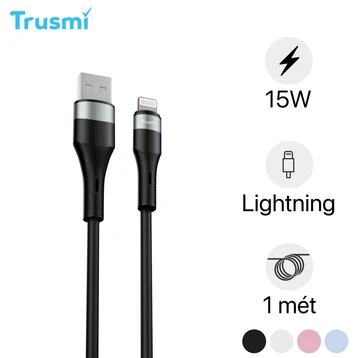 Cáp Trusmi USB-A to Lightning silicone 15W dài 1m